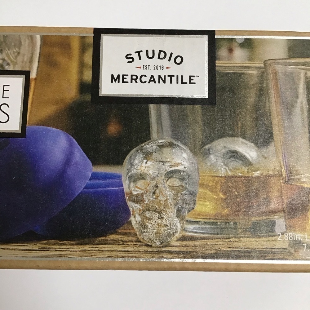 Skull Ice Cube Molds 2" XL  Slow Melt Bar Drinks Silicone Studio Mercantile NEW